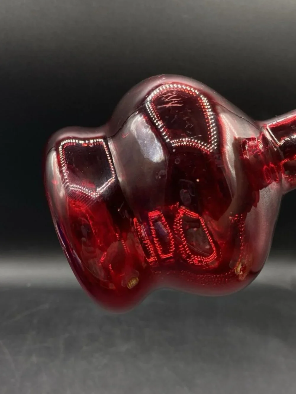 Ruby Red Hand Blown Vase Unique Shape Vintage